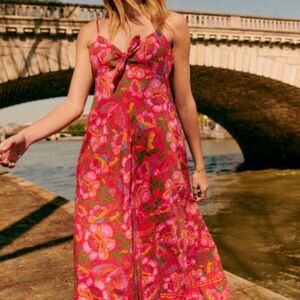 Sézane X Farm Rio Jolia Pink Floral Maxi Dress